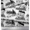 thumbnail image 3 of Soimoi White Silk Fabric Mountains & Text Print Fabric by the Yard 42 Inch Wide, 3 of 3