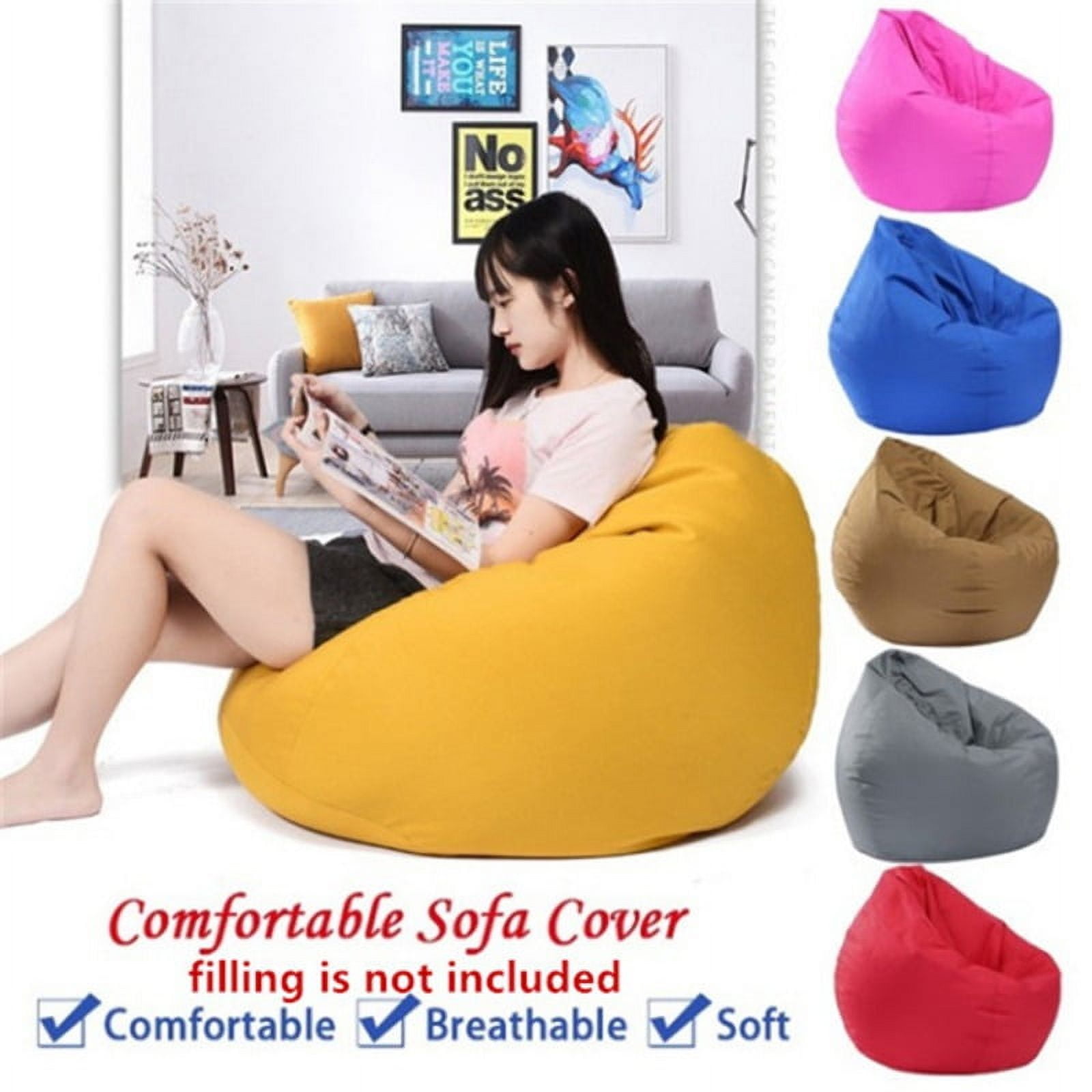 Stuffed Animal Storage Bean Bag Chair Cover (No Filler) for Kids and Adults