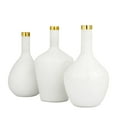thumbnail image 6 of DecMode 13", 14", 13"H White Glass Vase with Gold Rim, Set of 3, 6 of 8