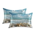 thumbnail image 2 of Haosy Satin Pillowcase for Hair and Skin Standard Cooling Silk Pillow Case with Envelope Closure Starfish Conch Sea 20"x40", 2 of 9