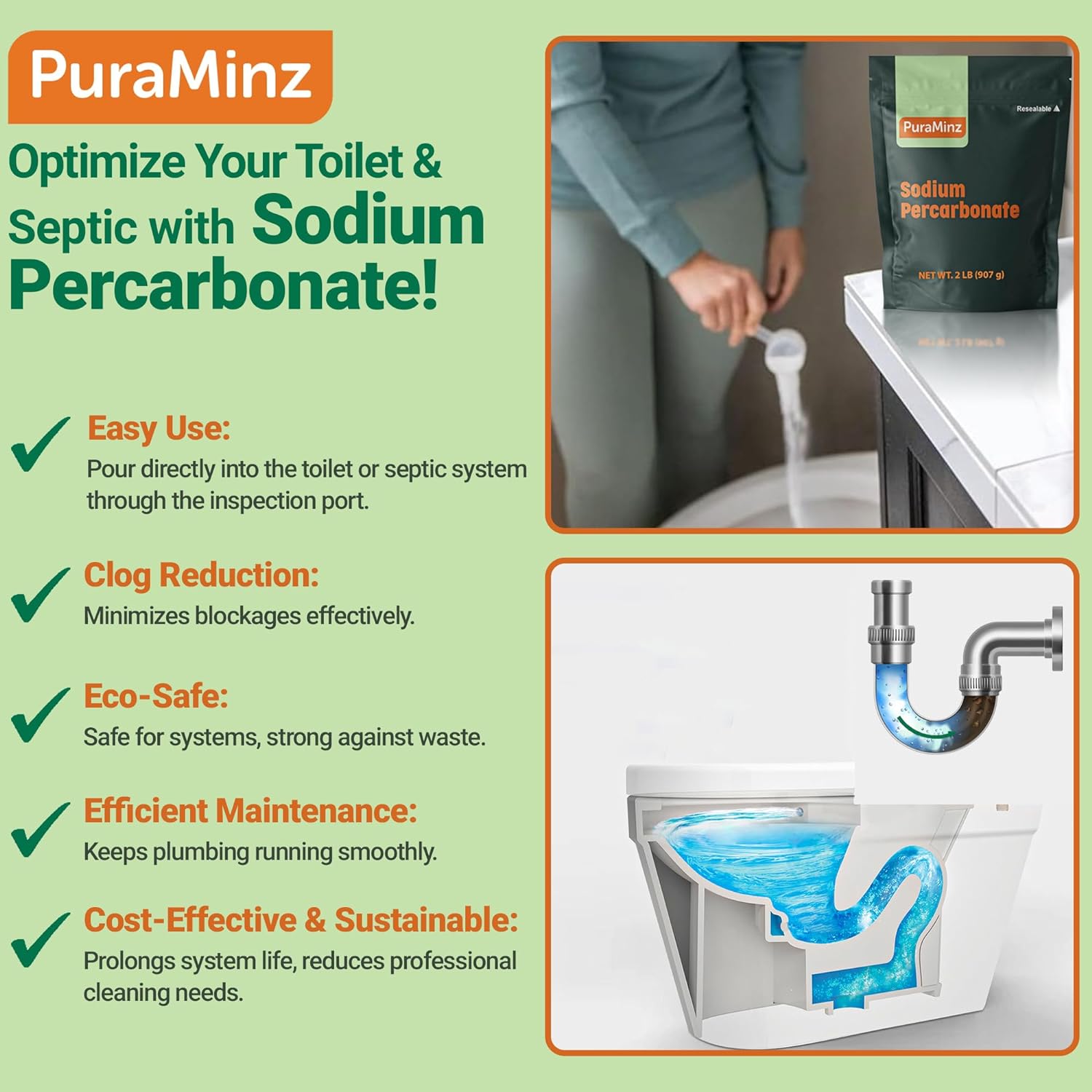 Sodium Percarbonate (10 LB)-Premium Oxygen Bleach & Multi-Purpose Stain Remover in Durable Resealable Packaging