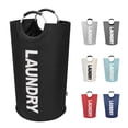 thumbnail image 1 of DOKEHOM Cesta de lavandería grande de 90 litros, bolsa de lavandería plegable, cesto de ropa alto independiente, cubo de lavado plegable (negro), 1 of 5