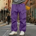 thumbnail image 2 of Baggy Cargo Pants For Men Windproof Stretch Elastic Waist Drawstring Parachute Pants Waterproof Hiking Joggers Multi Pockets, 2 of 9