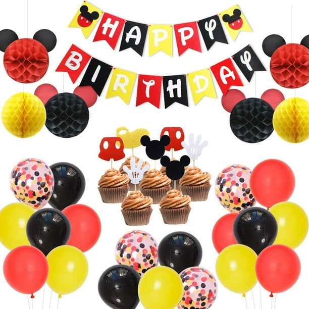 IQEPXTGO Décorations d'anniversaire Mickey, Fournitures de Fête de Mickey  pour Le Premier Anniversaire Comprennent des Bannières, Mickey Debout  Ballons en Aluminium Contexte de la Fête d'anniversaire : :  Cuisine et Maison