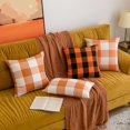 thumbnail image 5 of Fall Halloween Pack of 2 Buffalo Check Farmhouse Checker Plaids Accent Throw Pillow Covers Polyester Linen Outdoor Cushion Case for Sofa Couch Orange and Black 20 x 20 Inch 50 x 50 Cm, 5 of 6