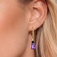 thumbnail image 3 of Gem Stone King 18K Yellow Gold Plated Silver Red Rhodolite Garnet and White Lab Grown Diamond Dangle Earrings for Women (4.77 Cttw, Oval 9X7MM), 3 of 6