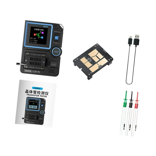 Probador de transistores y capacitores LCR-P1 Probador de componentes electrónicos Identificación inteligente Medidor ligero de ESR NPN