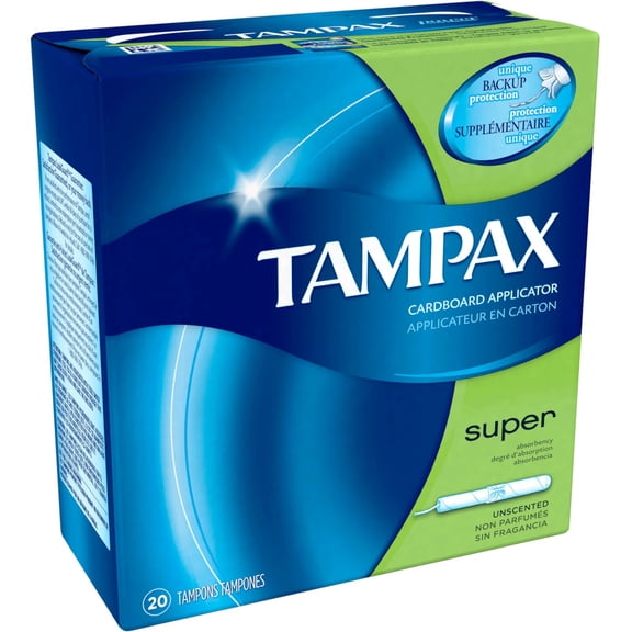 Tampax Cardboard Applicator Tampons - Super Absorbency, 20 Count Each