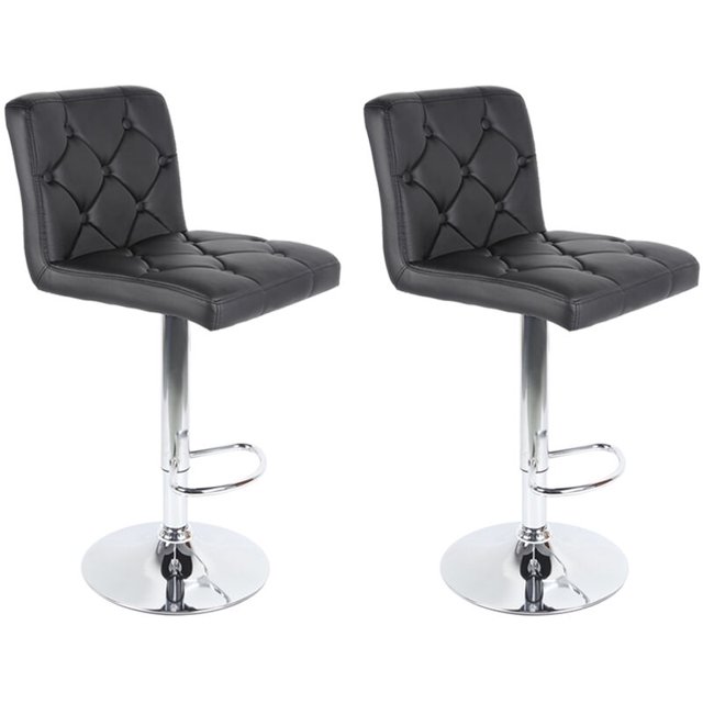 Juego de 2 Taburetes de bar, Sillas de Bar Regulables en Altura en Piel Sintética, Taburete de Cocina Giratorio en 360° con Respaldo y Reposapiés - Negro esquí esquí Gafas de esquí