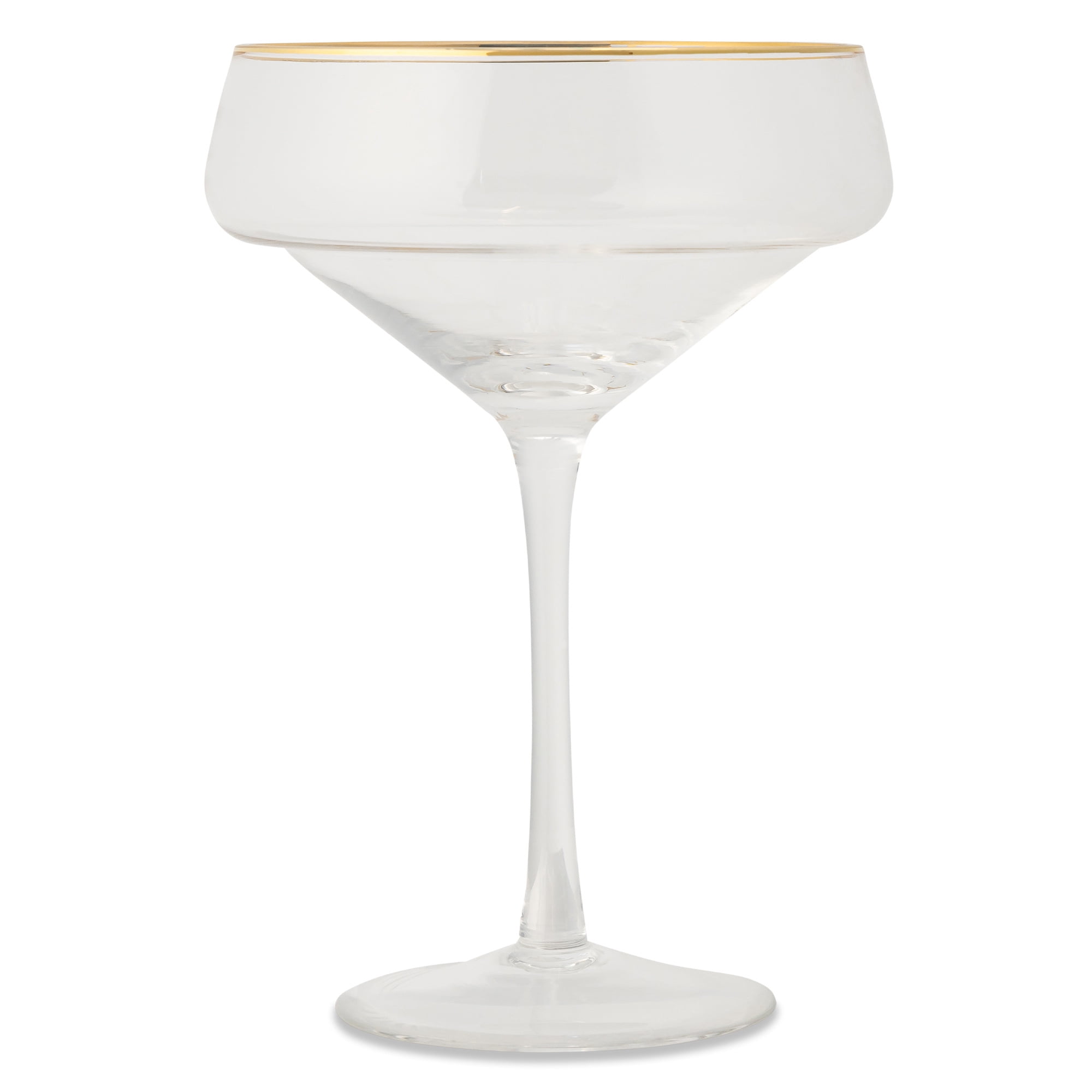 Thyme & Table 14 fl oz Clear Coupe Cocktail Glass with Gold Rim, Set of 4