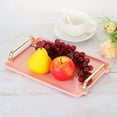 thumbnail image 4 of Uxcell Plastic Serving Tray with Golden Handle, 12.2" x 7.9" Modern Rectangular Decorative Tray, Gray, 4 of 6