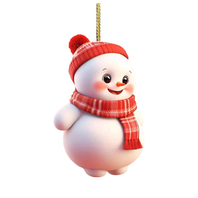 Christmas Decorations for Tree,Car Christmas Decorations Christmas Valentines Day 2D Flat Acrylic Car Rearview Mirror Decoration Cute Snowman Backpack Pendant