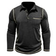 thumbnail image 4 of Men's Casual Polo Shirts Classic Long Sleeve Button Basic Henley T-Shirt Lightweight Cotton Golf Tops with Pocket, 4 of 8