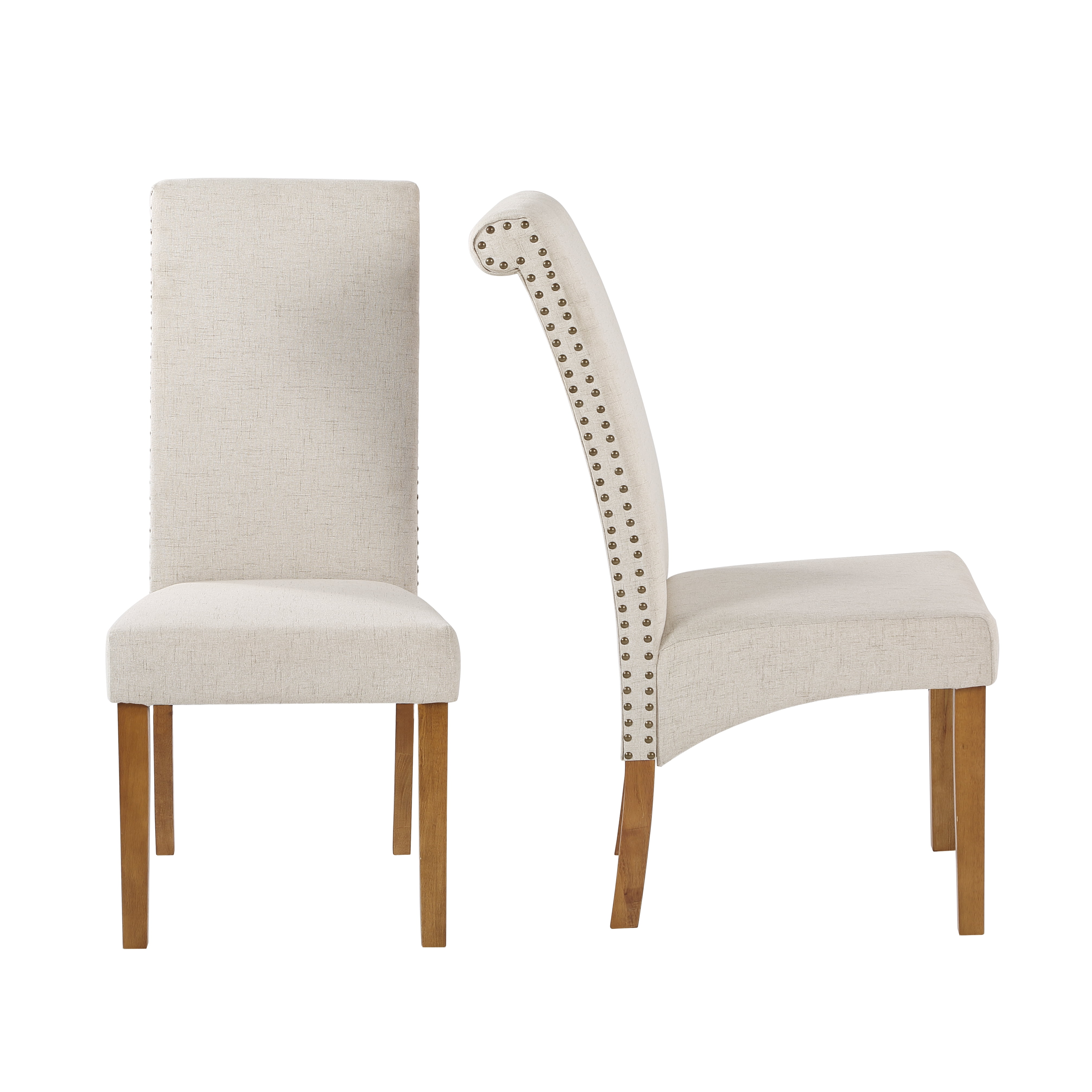 Dining Chair Set of 4, BTMWAY Parsons Upholstered Accent Fabric Dining Chairs with Nailhead Trim ...