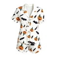 thumbnail image 4 of MEZZALL Women Halloween Pumpkin Print Pajama Lapel Collar Short Sleeve Tie Front Top And Shorts Sleepwear Soft Cozy Loungewear Two Piece Pajamas For Nighttime Relaxation Relaxed Fit Pjs, 4 of 5