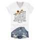 thumbnail image 1 of Gibobby Camiseta de Manga Corta con Cuello en V Mujeres Casual Cómodo Estampado florales Cuello en V Manga corta Moda Camiseta única Top(Blanco,M), 1 of 4