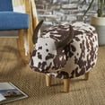 thumbnail image 4 of Animal Ottoman/Footstool, Brown and White Cow-Shaped Ottoman, Modern Ottoman, Modern Accent Stool Home Decor, Suitable for Living Room, Bedroom, Porch, Garden, Backyard, Balcony, 4 of 10