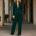 thumbnail image 2 of QHFBli Womens Two Piece Blazer Outfits Business Suit Set Work Office Notched Collar Jacket Dressy Matching Pantsuit, 2 of 6