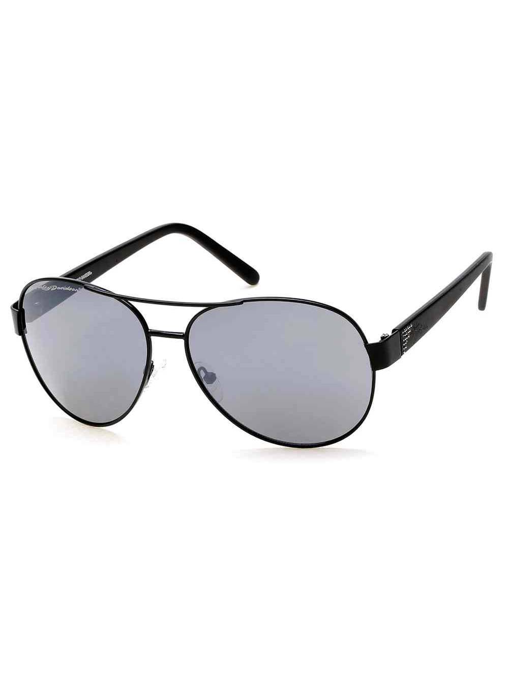 HarleyDavidson Women's Crystal Aviator Sunglasses, Black Frames