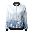 thumbnail image 4 of Women Fall Jackets Floral Print Windbreaker Color Block Cardigan Long Sleeve Zipper Bomber Winter Outfits Clothes, 4 of 5