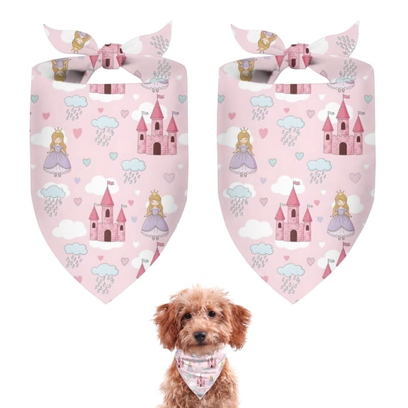 Dog Bandana 2 Pack,Princess Castle Cloud Pattern Bandanas for Dogs,Cat Bandana,Small/ Large Dog Bandana 2 Size,Dog Bandanas