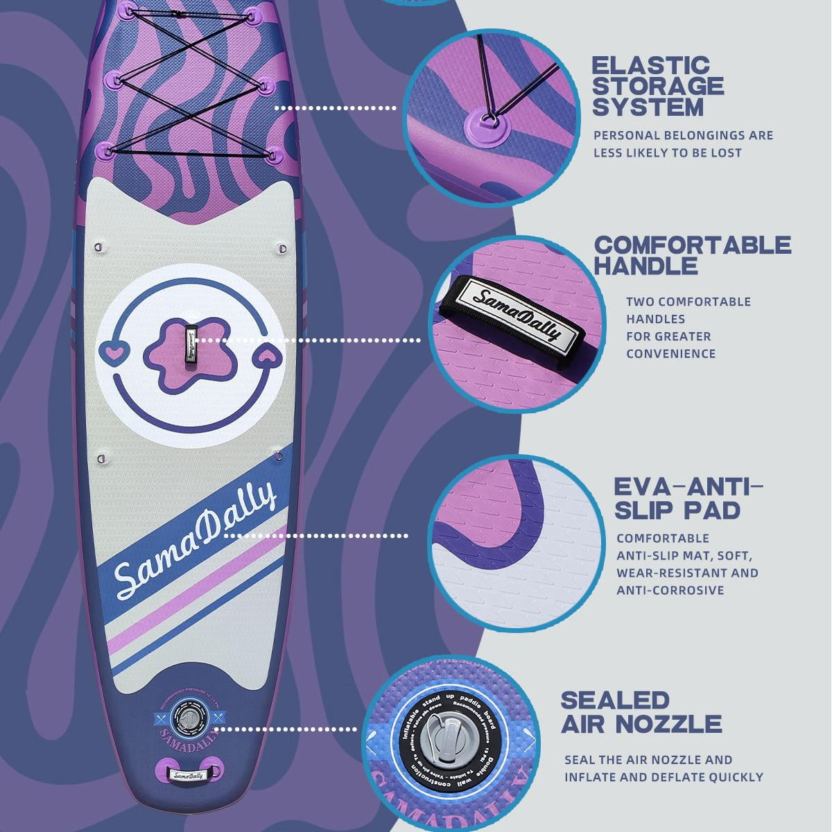 11' Stand Up Paddle Boards Surf Control with Premium SUP Board Accessories Backpack & Removable Fins, 34" Wide Inflatable Paddle Boards of All Skill Levels (Deep Purple)