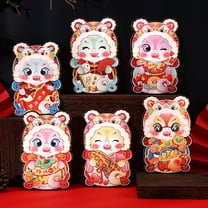 UNLLLL 2025 6 Pcs Red Envelopes Chinese New Year of The Snake, Cute Creatives Cartoons Red Envelopes, Lucky Money Envelopes with Gold Raised Foil Snake, for New Year