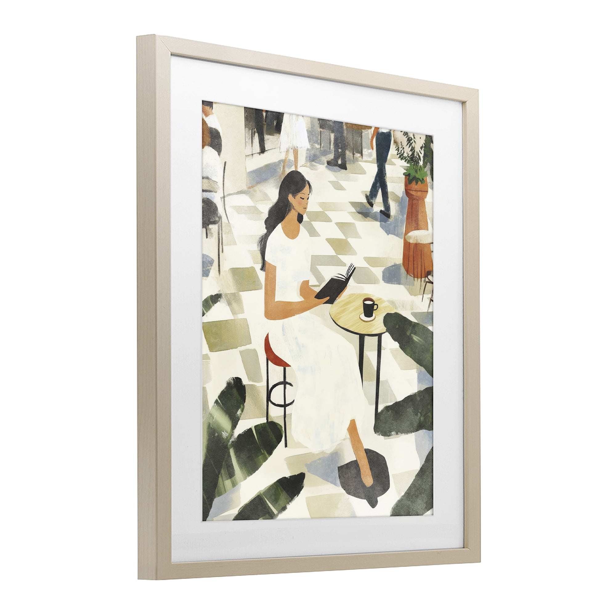 Stupell Industries Coffee & Pages in Cafe Birch Framed Print Under Glass, design by Svetlana Aleynikova