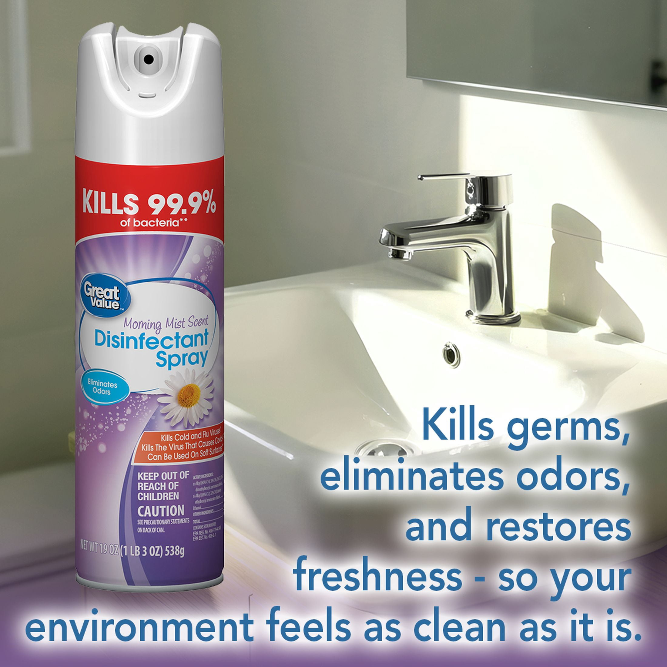 Great Value Disinfectant Spray, Morning Mist Scent, 19 oz