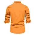 thumbnail image 5 of safuny Men's Slim Formal Shirts Solid Tees Clothing Fashion Fall Spring Holiday Long Sleeve Lapel Button Pullover Leisure Workout Comfy Orange XL, 5 of 5