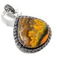thumbnail image 2 of Natural Bumblebee Jasper Handmade 925 Sterling Silver Pendant 2.36", 2 of 2