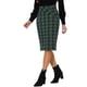 thumbnail image 4 of Falda lápiz de cuadros de longitud a la rodilla con cintura alta elástica y cremallera lateral para mujer INSPIRE CHIC verde XS, 4 of 6