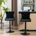 thumbnail image 3 of Swivel Bar Stools Set of 2, Adjustable Velvet Counter Height Barstools with High Back and Footrest, Upholstered Bar Chairs for Dining Room Home Bar Kitchen Island, Black, 3 of 9