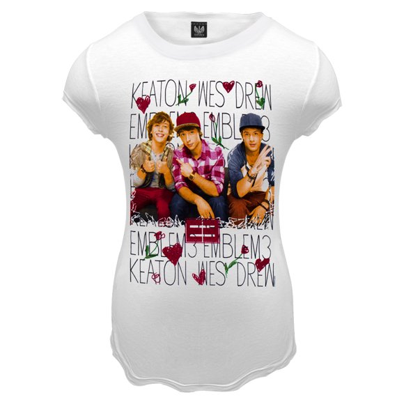 Emblem3 - Keaton, Wes, Drew Girls Youth T-Shirt - Youth Medium