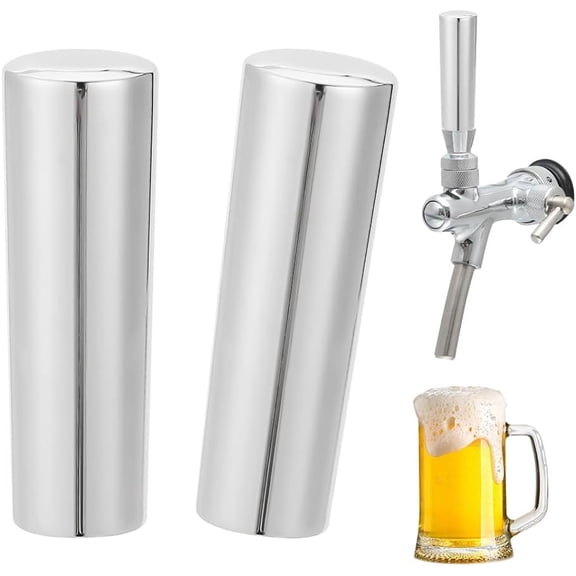 2Pcs Beer Tap Handle Draft Keg Kegerator Beer Faucet Handle 8.5mm Hole Stainless Steel Beer Tap Handle for Home Brewing Supplies Beer Tower Shank Ball Lock Faucet