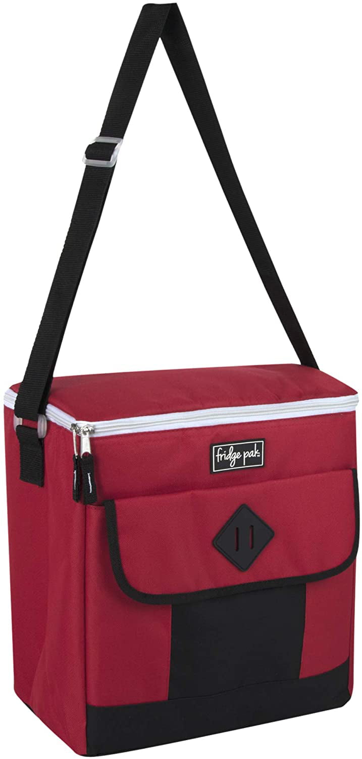Fridge Pak Insulated 18 Can Large Capacity Insulated Cooler Bag and Extra Large Adult Lunchbox Red 