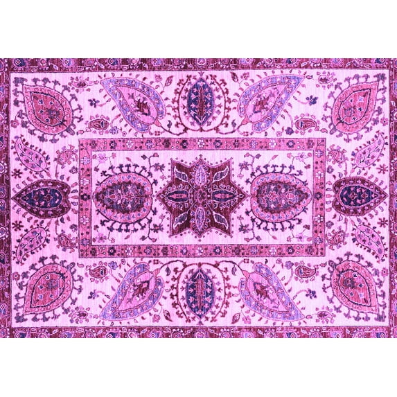 Ahgly Company Indoor Rectangle Oriental Purple Modern Area Rugs, 8' x 12'
