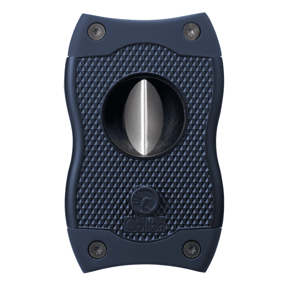 Colibri Premium SV-Cut 2 in 1 Cigar Cutter - Ergonomic Stainless Steel V-Cut and Straight Cut Style Spring-Loaded Blade, Ideal for up to 60  Ring Gauge - Gift for Cigar Enthusiasts (Midnight Navy)