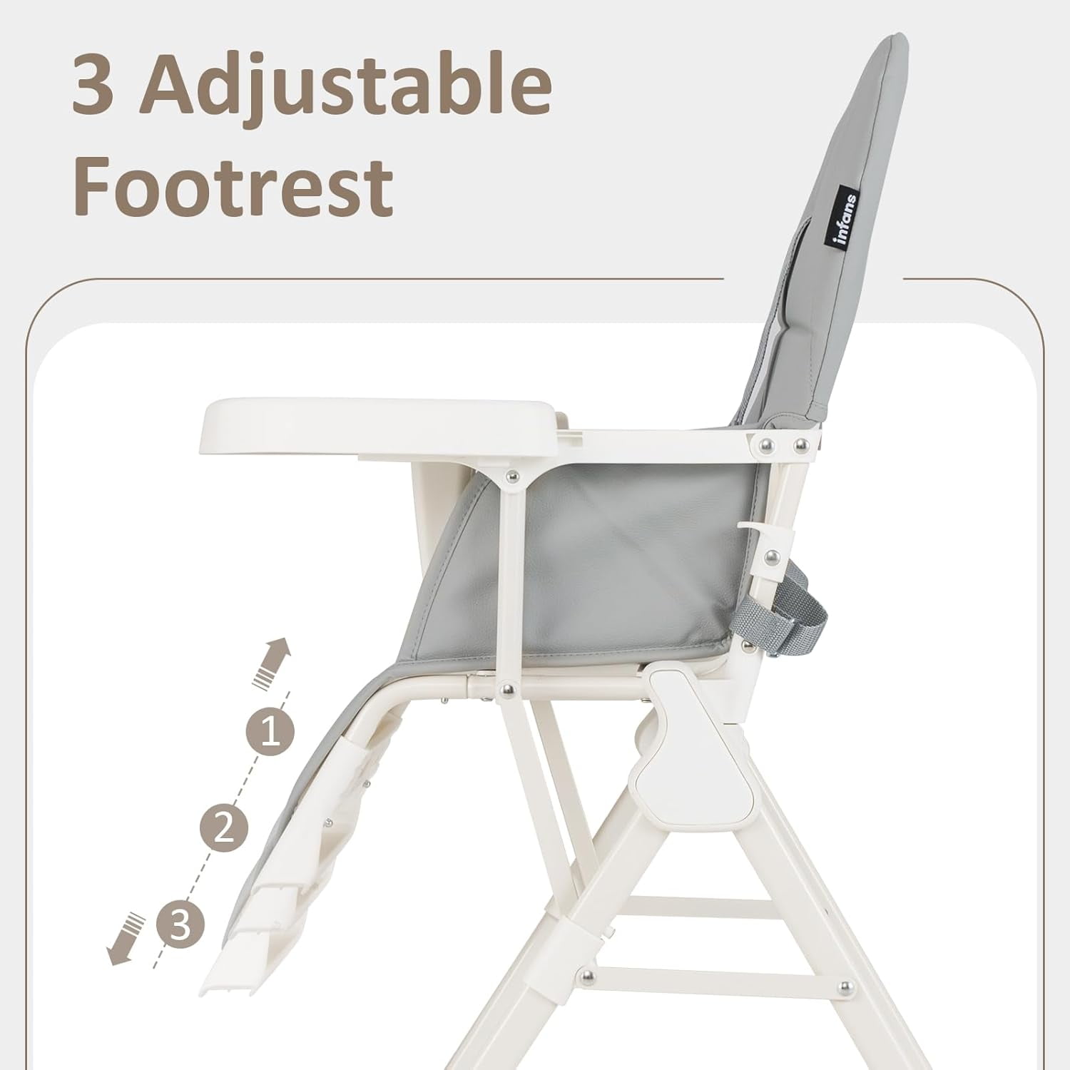 INFANS Baby High Chair, Quick Folding Portable Highchair for Babies and Toddlers with Adjustable Footrest Removable Dishwasher Tray PU Seat, Compact Highchairs for Baby Age 6-36 Months