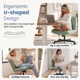 thumbnail image 4 of CELTOSS Criss Cross Home Office Chair, Teddy Fabric Armless Swivel Task Computer Chair with Wheels, Green, 4 of 14