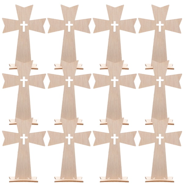 GOOHOCHY 30 fichas de cruz de madera para grafiti sin terminar, hechas a mano, para manualidades, para niños