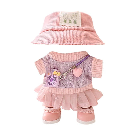Cloth Pendant Clothes Set For Dolls, Includes Sweaters Skirts Hats Shoes And Detachable Accessories, High-Fidelity Design With Elastic Cuff And Soft Fabrics, Not Including Dolls