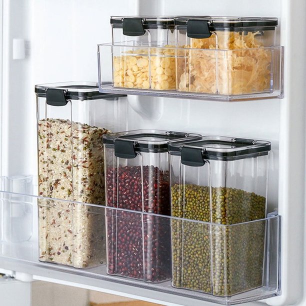 Caja de almacenamiento de granos, frasco de plástico transparente sellado, caja sellada para el hogar, frasco de almacenamiento de especias, frasco de almacenamiento de alimentos