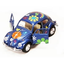 1967 Volkswagen Beetle w/ Decals, Blue - Kinsmart 5057DF - 1/32 scale Diecast Model Toy Car (Brand New, but NOT IN BOX)