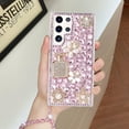 thumbnail image 4 of Compatible with Galaxy S24 Bling Case Luxury 3D Diamond Crystal Rhinestone Shiny Gemstone Perfume Bottle and Flower Case for Women Girls Glitter Sparkle Chain Lanyard Strap, Pink, 4 of 14