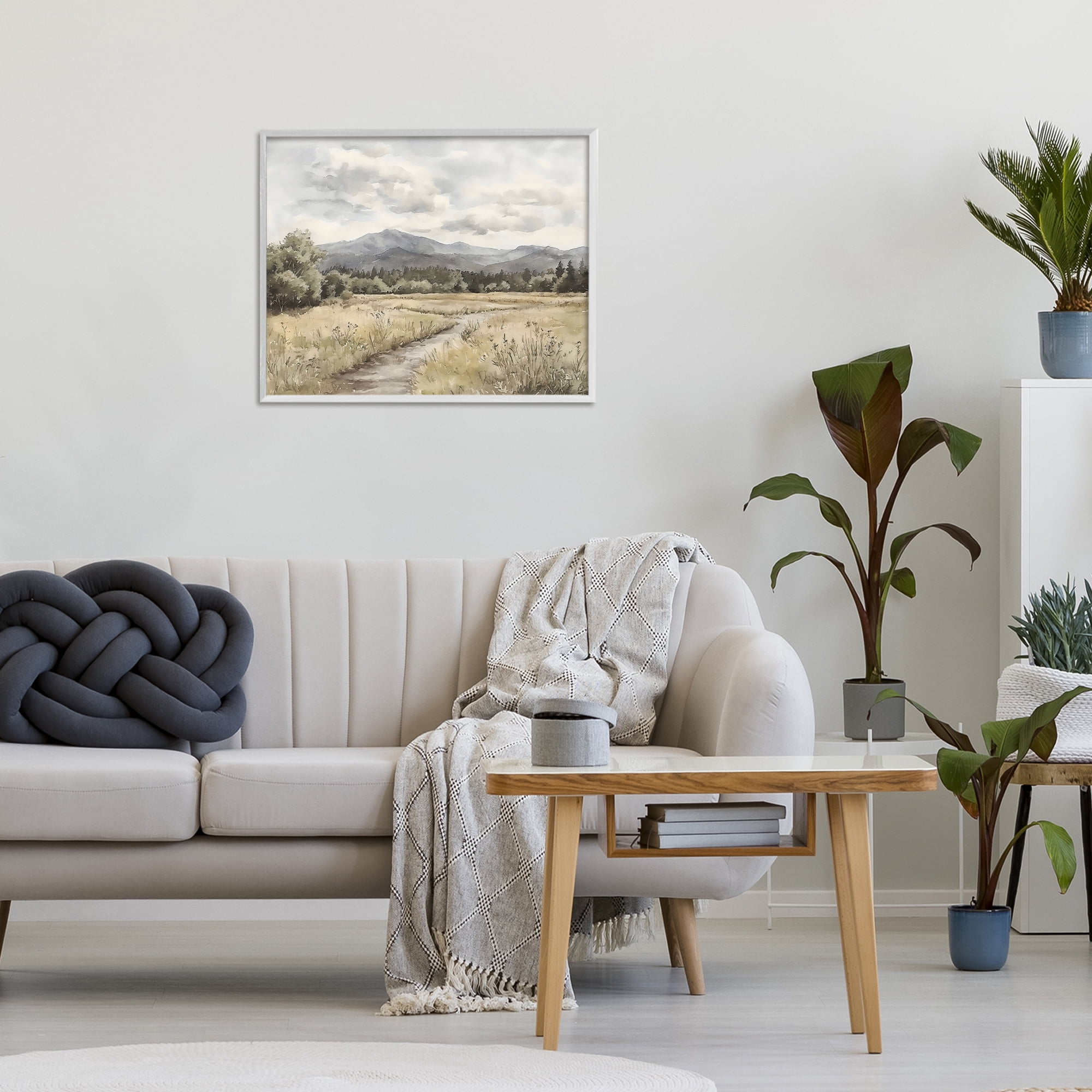 Stupell Industries Muted Pathway to Mountains White Framed Giclee Art, design by Riley B