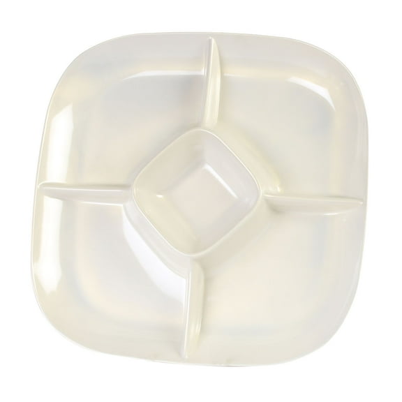 Excellante Passion Pearl Melamine Dinnerware Collection 15 x 15 inch Chip and Dip Platter, 1.75 inch Deep, Comes in Each