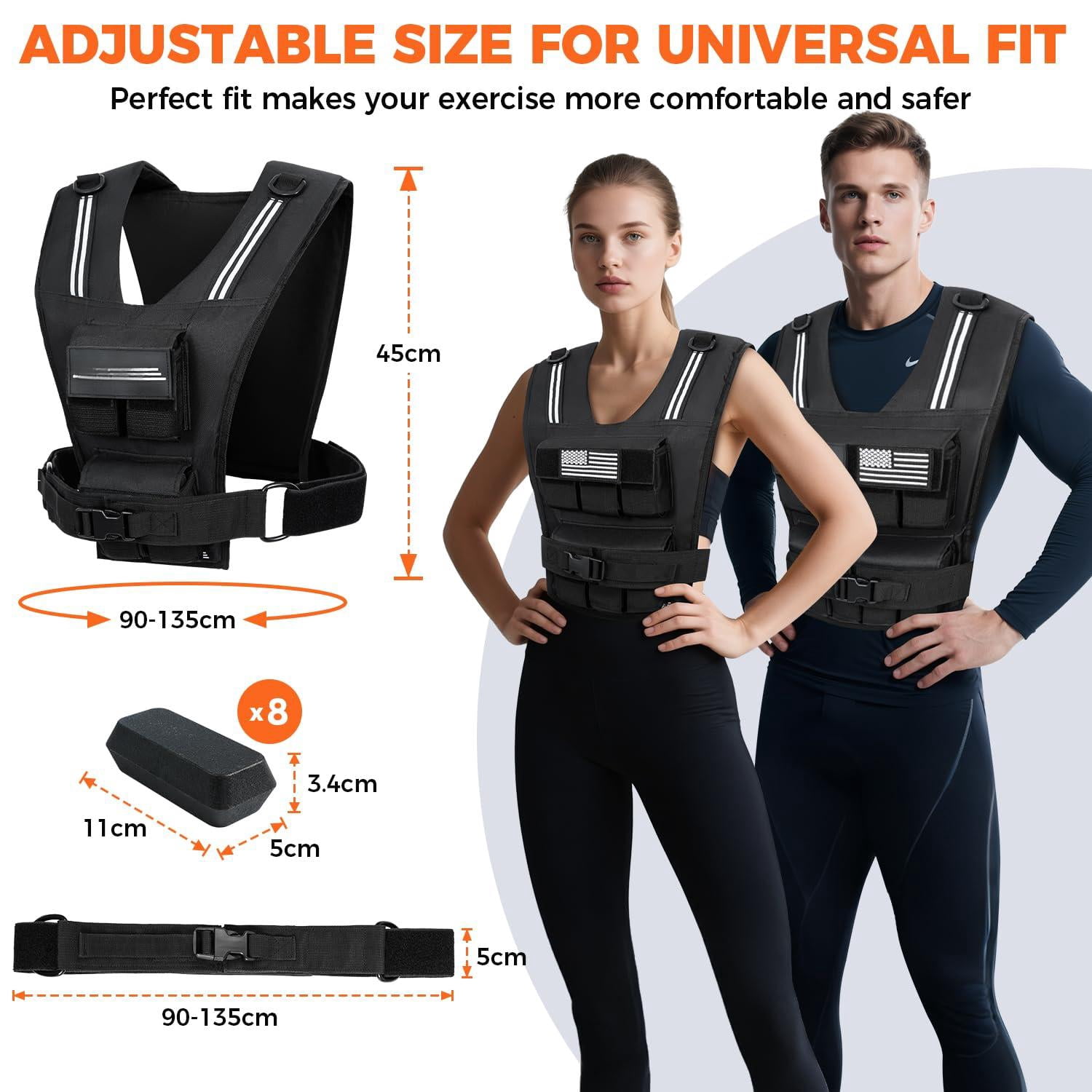 20 lb Weighted Vest Adjustable Fitness Vest for Walking Running Strength Training