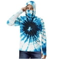 thumbnail image 2 of lcziwo Sun Protection Shirt for Men Big and Tall Print Long Sleeve Pullover with Mask Lightweight Summer Outdoor Running Blouse Blue M, 2 of 5
