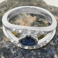 thumbnail image 5 of LBG British Made 10k White Gold Natural Sapphire & Cubic Zirconia Womens Promise Ring - 33 size options - Size 6.5, 5 of 7